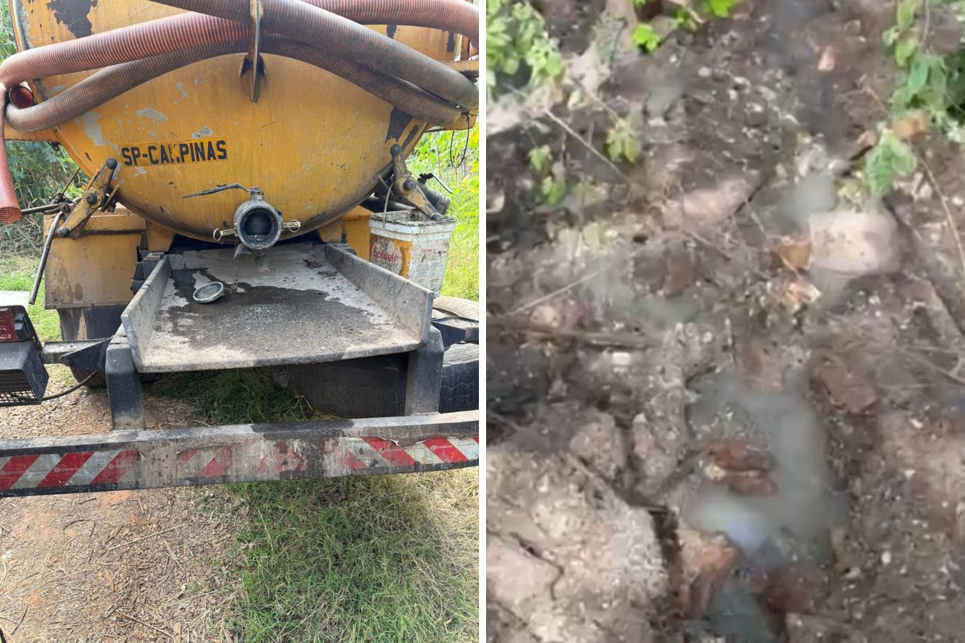 Aterro clandestino tem descarte de 8 mil litros de esgoto às margens de nascente em Campinas