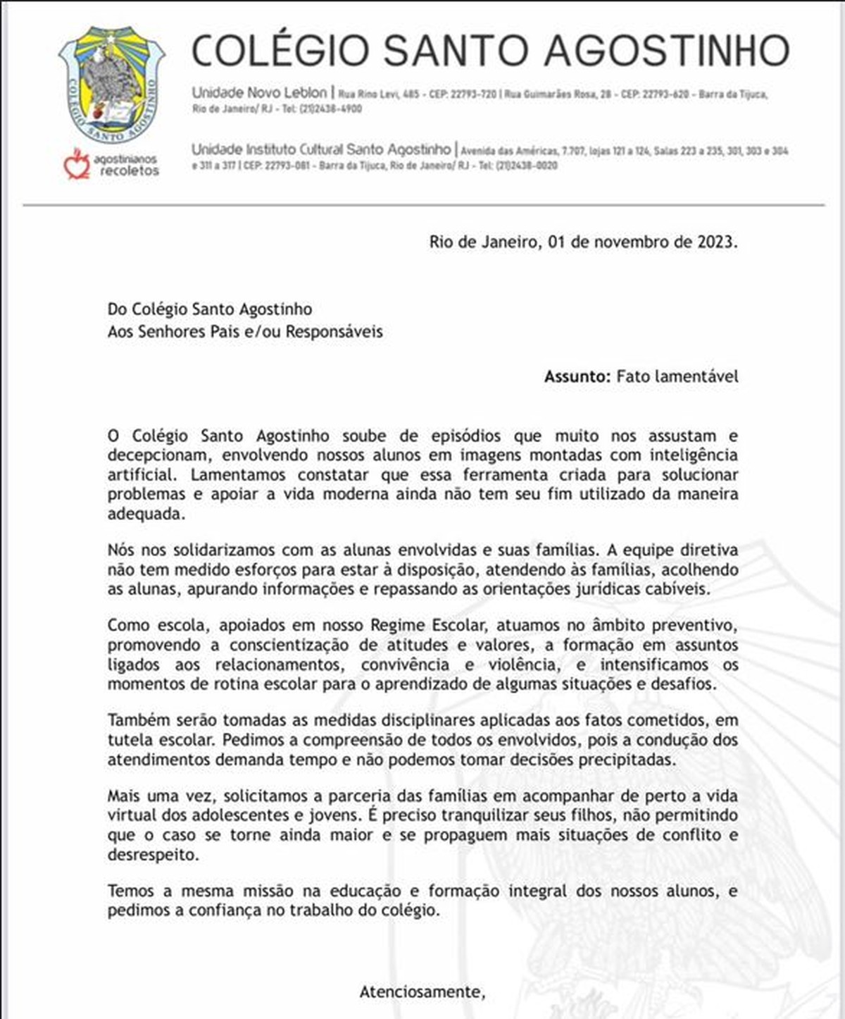 Alunos de colégio na Barra são suspeitos de usar inteligência artificial para fazer montagens de colegas nuas e compartilhar