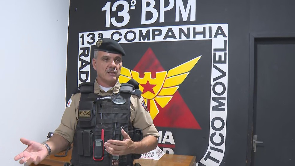 Tenente Nikolas Brandhuber, responsável pela ação que conseguiu prender em flagrante o suspeito. — Foto: TV Globo