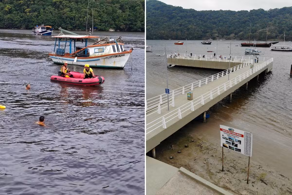 Homem desaparece após salto em píer de no litoral de SP; bombeiros fazem buscas no canal