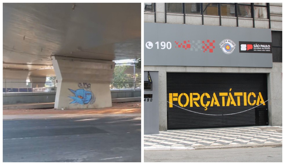 PMs da Força Tática são presos por matar morador de rua no Viaduto 25 de Março, no Centro de SP — Foto: Reprodução/TV Globo