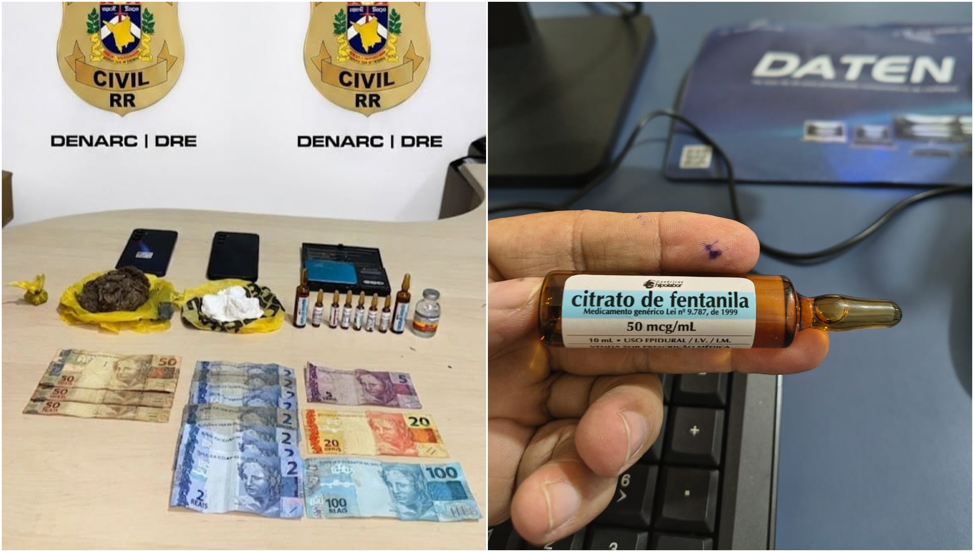 Jovens são presos com cocaína, skunk e fentanil, droga sintética de alto risco de overdose em Boa Vista