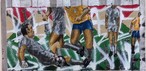 Dribles em chapas metálicas e gols em telhas de zinco: artista sorocabano transforma momentos do futebol em grafites — Foto: Reprodução/golgraffiti