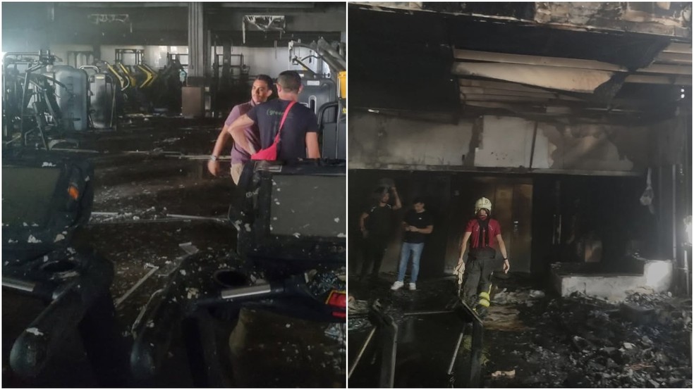 Incêndio destrói academia em Fortaleza — Foto: TV Verdes Mares/Reprodução 