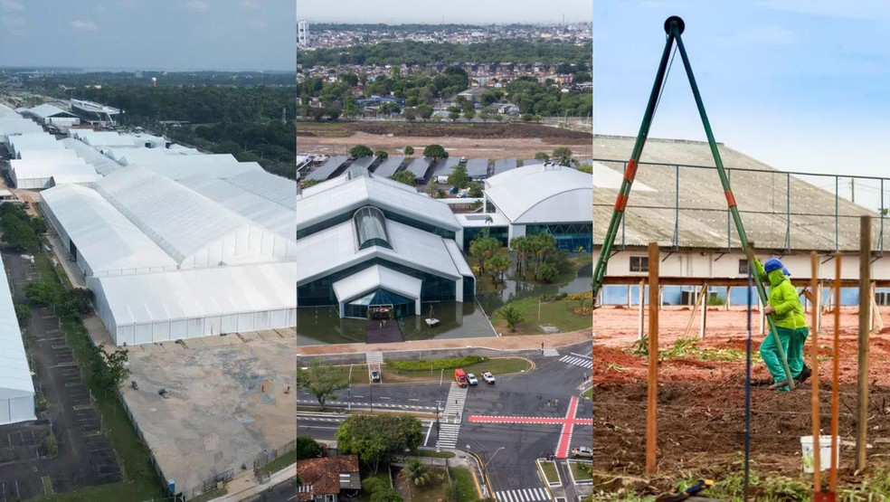 Obras da COP 30: Blue Zone, Hangar e Vila COP, em Belém. — Foto: Reprodução