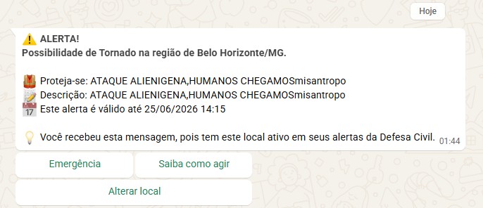 ETs? Mistério? Susto com alerta extremo da Defesa Civil Nacional vira meme nas redes sociais