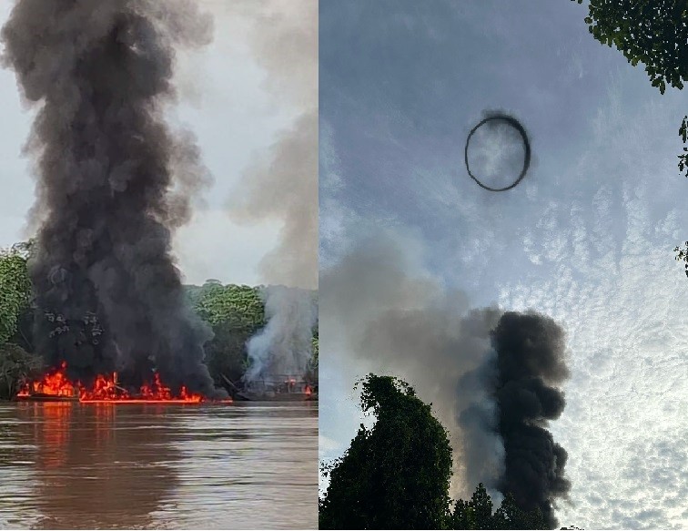 Vídeos mostram balsas de garimpo sendo explodidas no rio Madeira