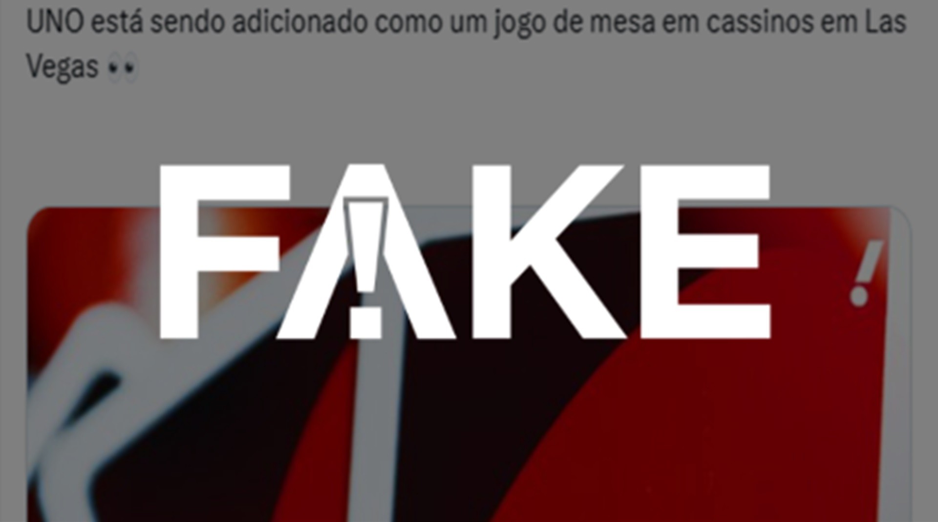 É #FAKE que Uno foi adicionado como jogo de mesa em cassinos de Las Vegas