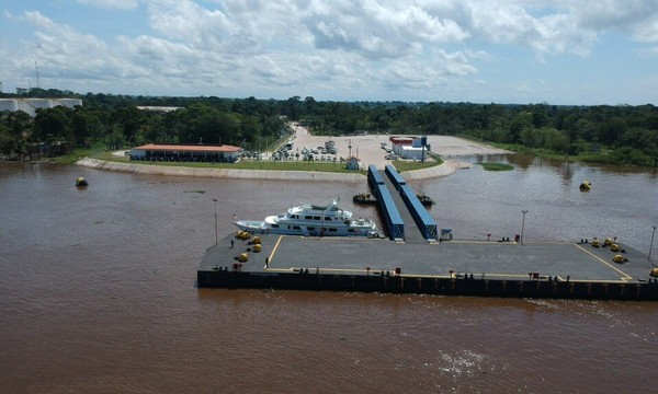 Como era o Porto Novo em Itacoatiara, no Amazonas, antes de parte da estrutura cair. Imagem foi feita em 2018 — Foto: Divulgação