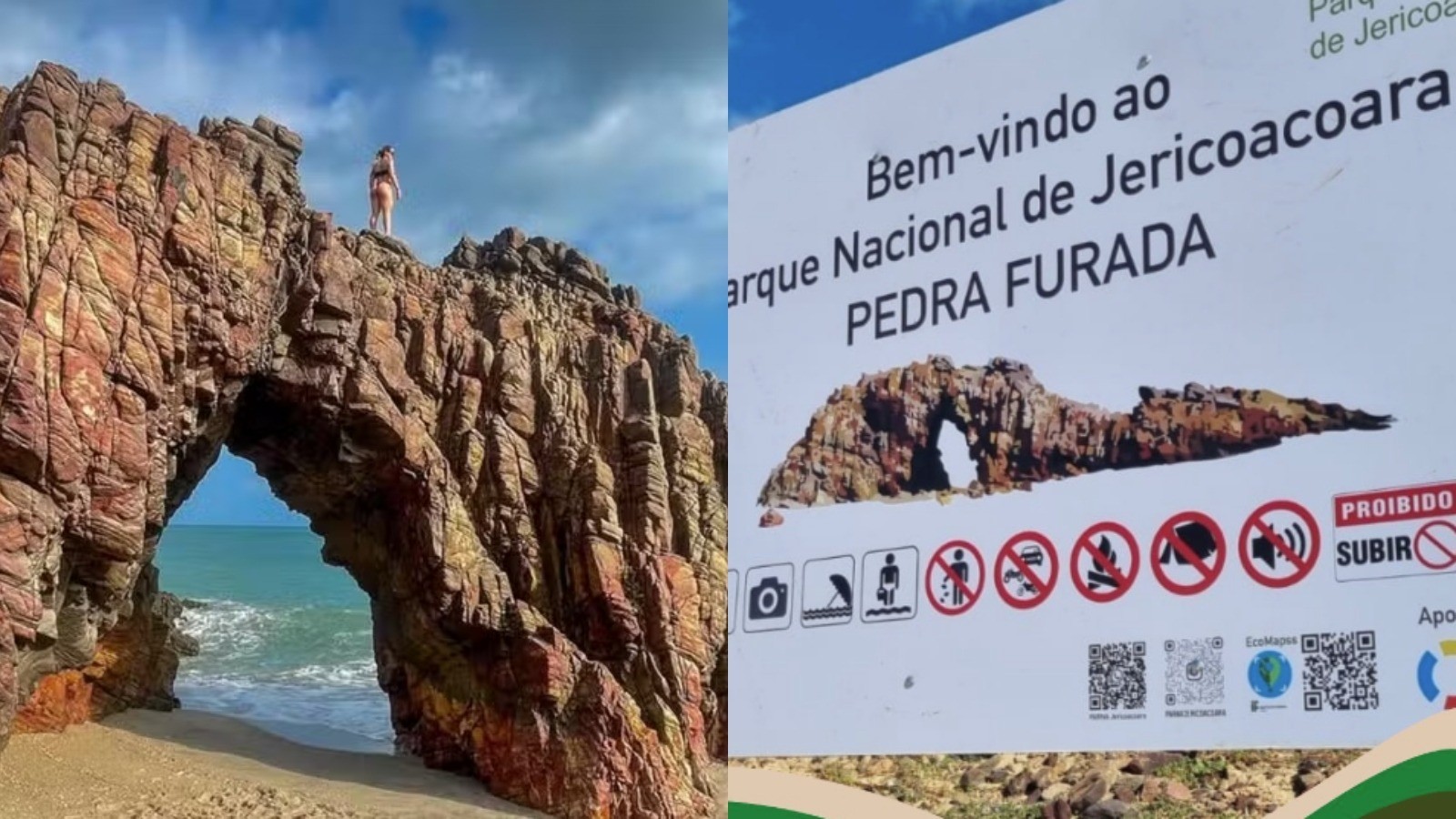 Influencer que subiu na Pedra Furada de Jericoacoara será multada; valor pode chegar a R$ 10 mil