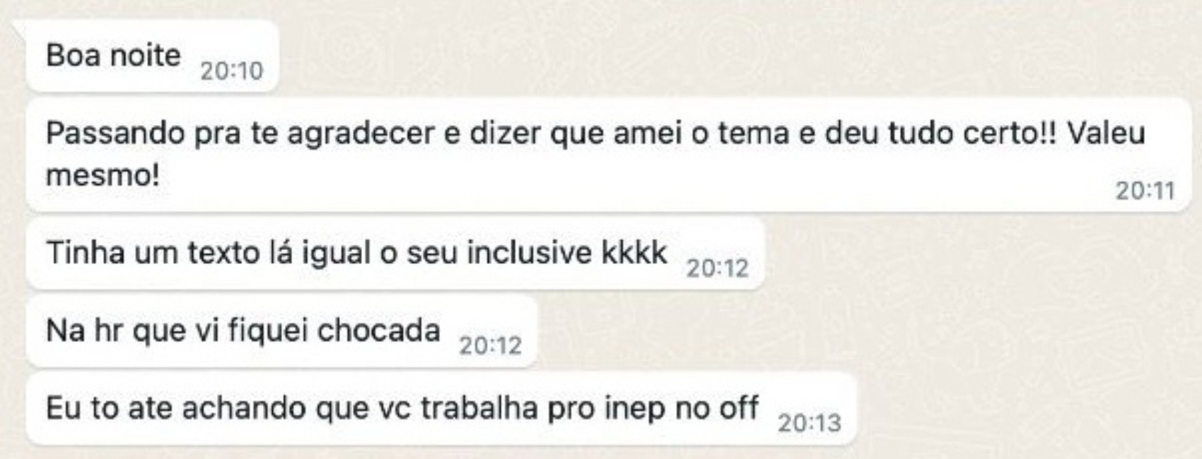Comentário de aluno sobre texto motivador que coincidiu com proposta do Enem 2024