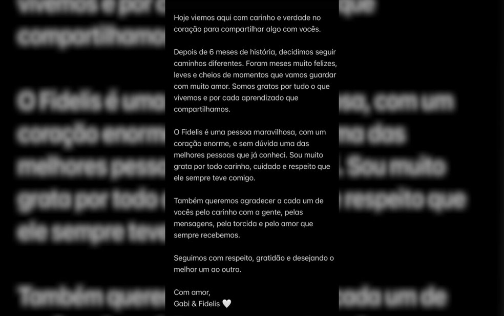 Humorista de Goiás, Fidelis e cantora Gabi Martins anunciam fim do relacionamento nas redes sociais — Foto: Reprodução/Instagram de Gabi Martins e Fidelis Falante