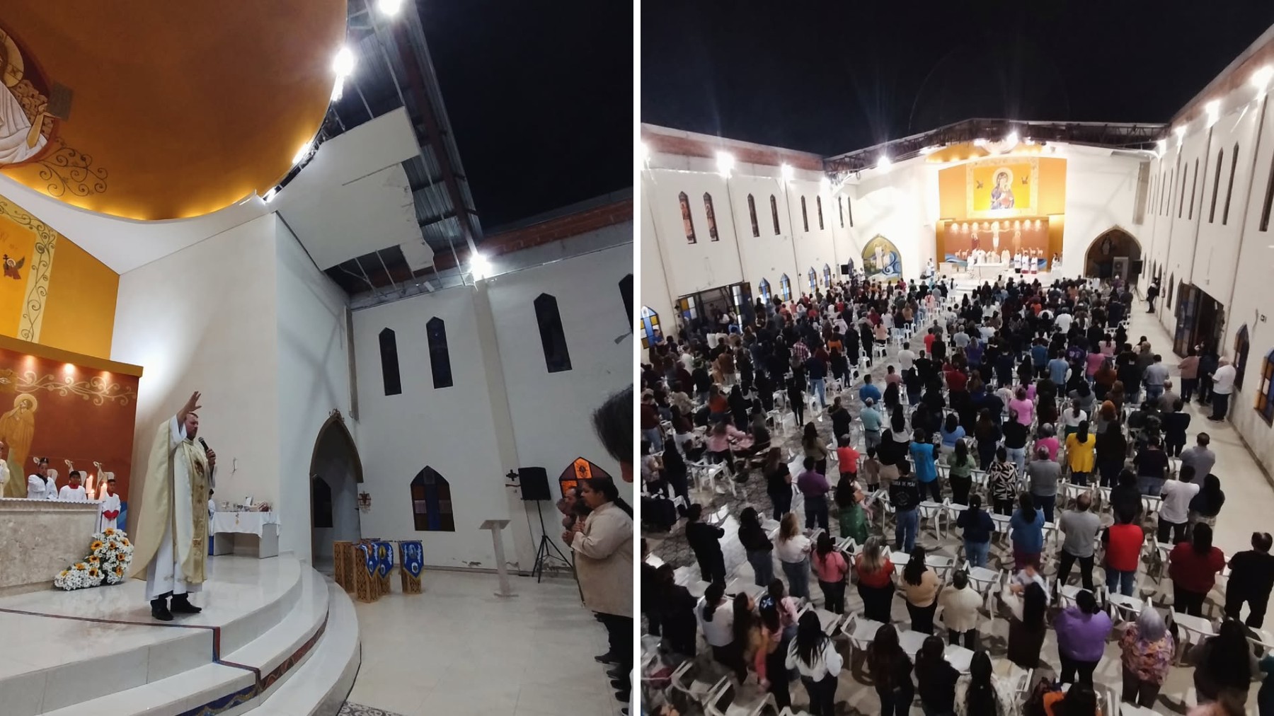 Igreja do PR faz missas e celebrações sem telhado, após estrutura desabar durante chuva de granizo