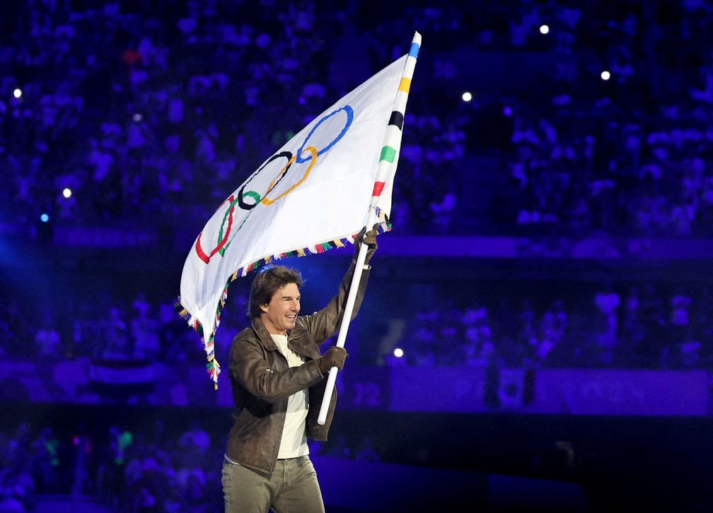 Tom Cruise participa da cerimônia de encerramento das Olimpíadas de Paris 2024 — Foto: Phil Noble/Reuters
