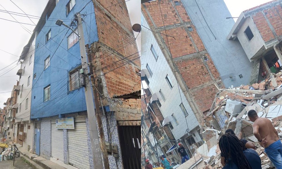 Imagens mostram antes e depois de prédio que desabou em Salvador — Foto: Redes Sociais/Street View