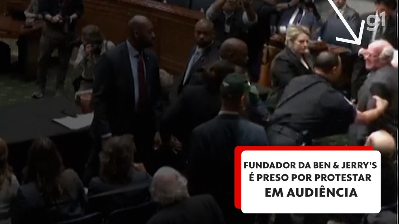 Fundador da Ben & Jerry´s é preso por protestar contra ação dos EUA em Gaza durante audiência com Robert Kennedy Jr; vídeo