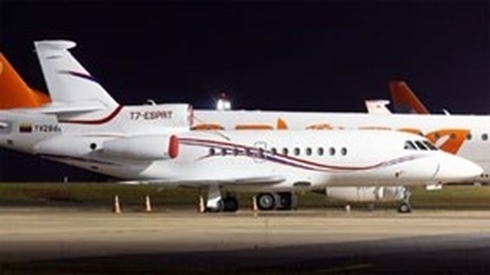 Aeronave de Nicolás Maduro, presidente da Venezuela, do modelo Dassault Falcon 900 EX, apreendida pelo Departamento de Justiça dos EUA em 2 de setembro de 2024. — Foto: Reprodução/Departamento de Justiça dos EUA