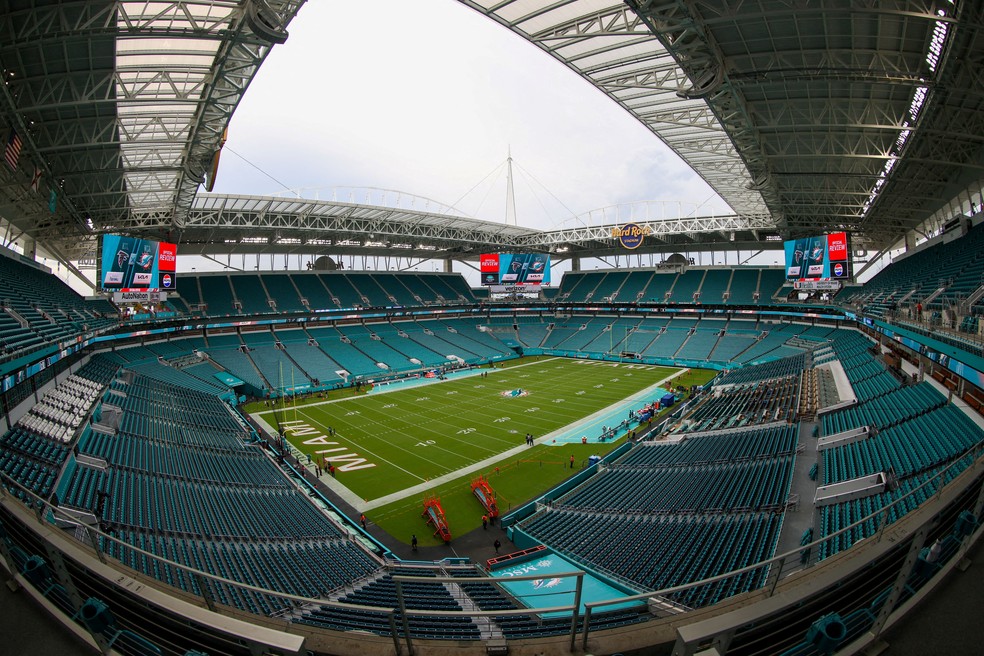Hard Rock Stadium, em Miami Gardens, na Flórida, uma das sedes da Copa do Mundo de 2026 e palco do terceiro jogo do Brasil na competição — Foto: Nathan Ray Seebeck-USA TODAY Sports/Reuters/Arquivo