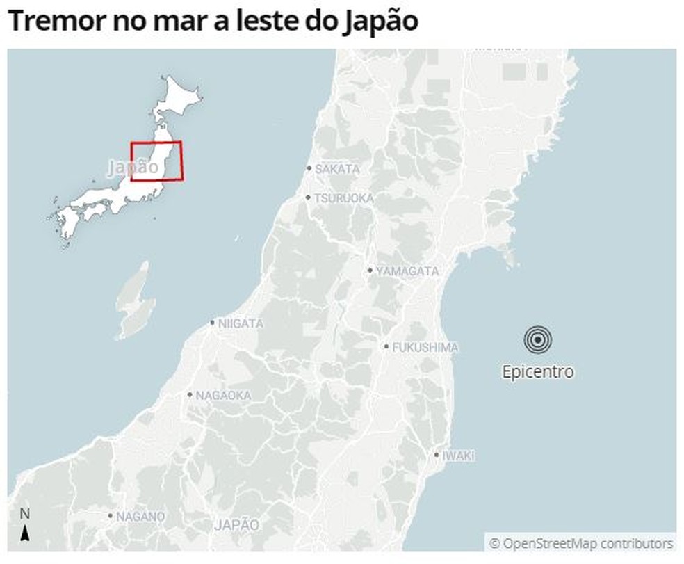 Terremoto com epicentro no mar a leste do Japão é sentido em