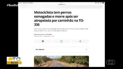 g1 Tocantins: motociclista tem pernas esmagadas e morre após ser atropelada na TO-336