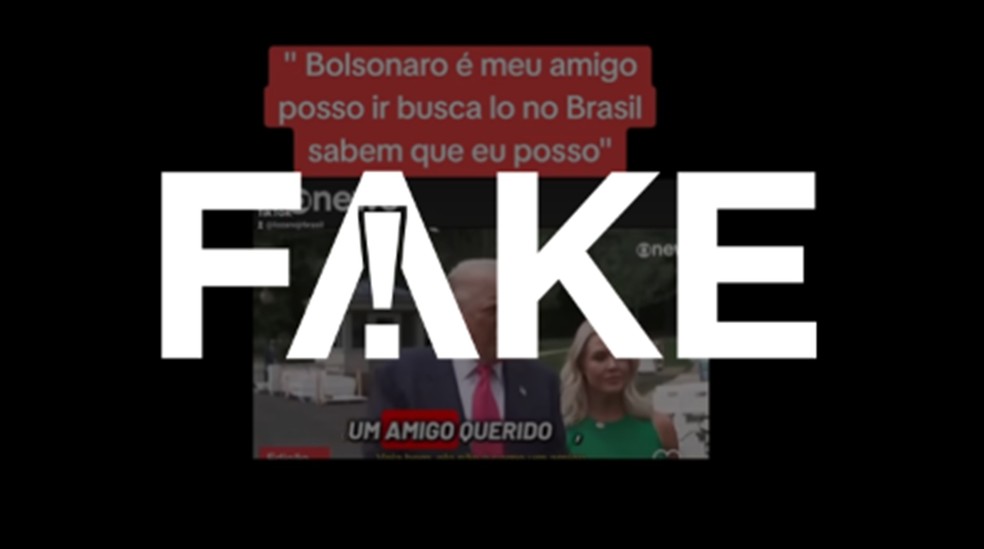 É #FAKE que vídeo mostre Trump ameaçando 'buscar' Bolsonaro no Brasil; legendas alteraram declaração — Foto: Reprodução