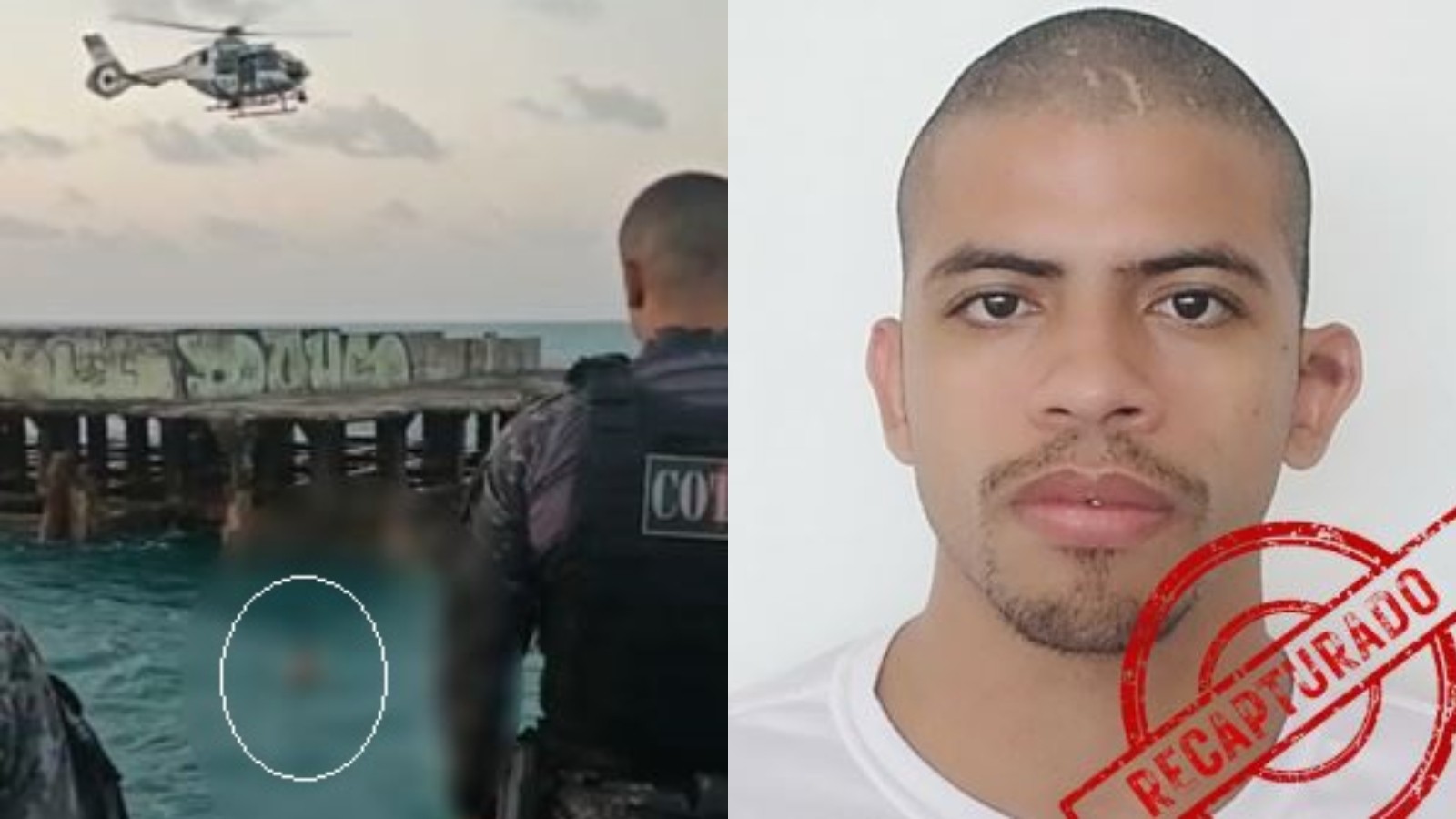 Foragido é preso após tentar fugir nadando pelo mar em Fortaleza; vídeo