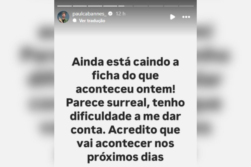 Pelas redes sociais, Paul comentou sobre o acidente aps show em Araras (SP)  Foto: Reproduo/Paul Cabannes/Instagram