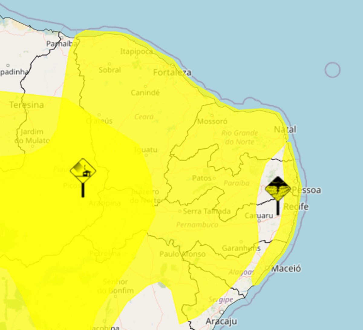 Inmet emite alertas de vendaval e de chuvas intensas para o Rio Grande do Norte