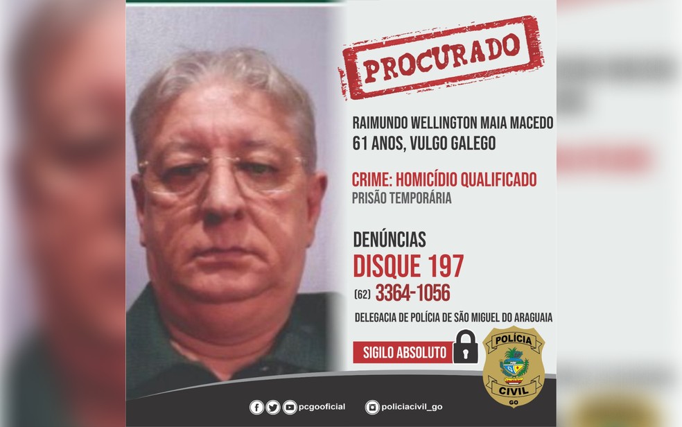 Raimundo Wellington Maia Macedo está foragido e segundo a Polícia Civil, era o responsável financeiro do grupo de pistoleiros — Foto: Divulgação/Polícia Civil