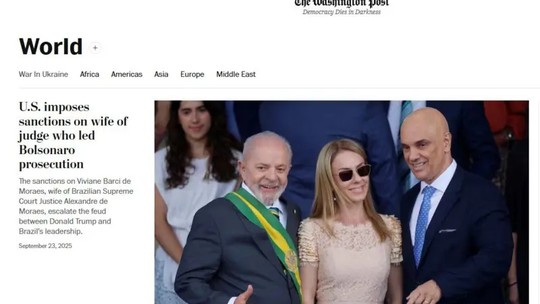 O que diz imprensa internacional sobre sanção dos EUA a mulher de Moraes: 'escalada de tensões diplomáticas' - Veículos estrangeiros repercutem anúncio feito pelo governo de Donald Trump de novo pacote de sanções contra autoridades brasileiras e seus familiares.