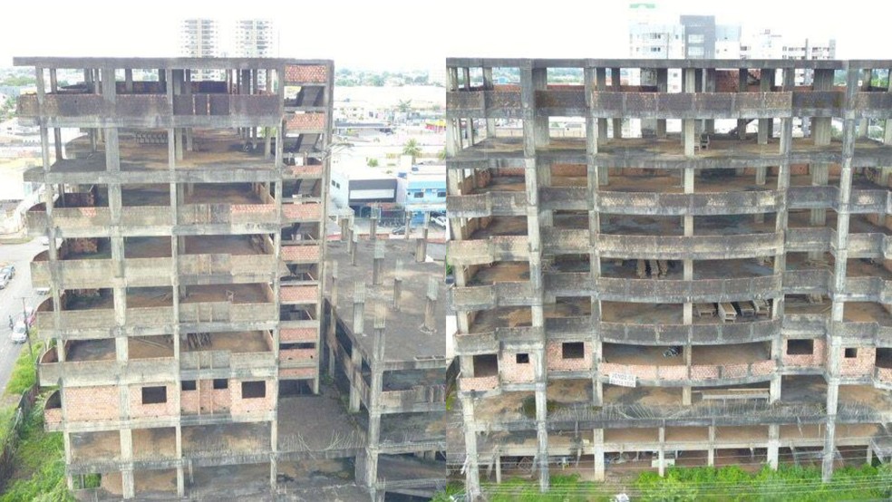 Edifício Millennium (Rua Afonso Pena, Centro). Onde as obras estão paralisadas. — Foto: Reprodução/ Projeto de Extensão "Engenharia Solidária – Revitalização Urbana com Responsabilidade Social"