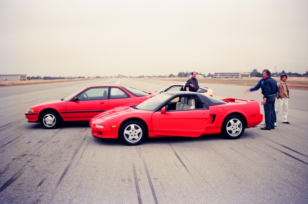Apresentação do primeiro Honda NSX em Laguna Seca, Califórnia, em 1990. — Foto: Divulgação / Honda