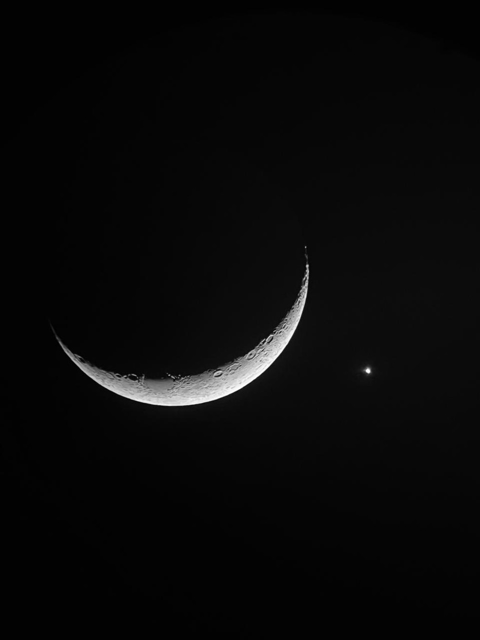 Alinhamento de V&ecirc;nus e a Lua em Rond&ocirc;nia &mdash; Foto: Clube de Astronomia de Rond&ocirc;nia