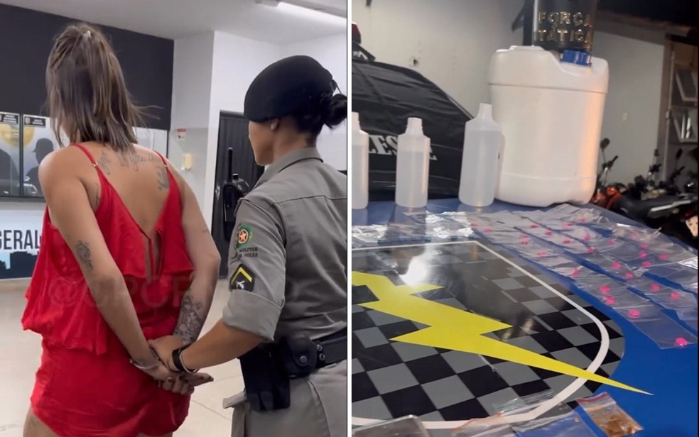 Dj é presa com drogas que seriam vendidas em festa em Goiânia, Goiás — Foto: Divulgação/Polícia Militar