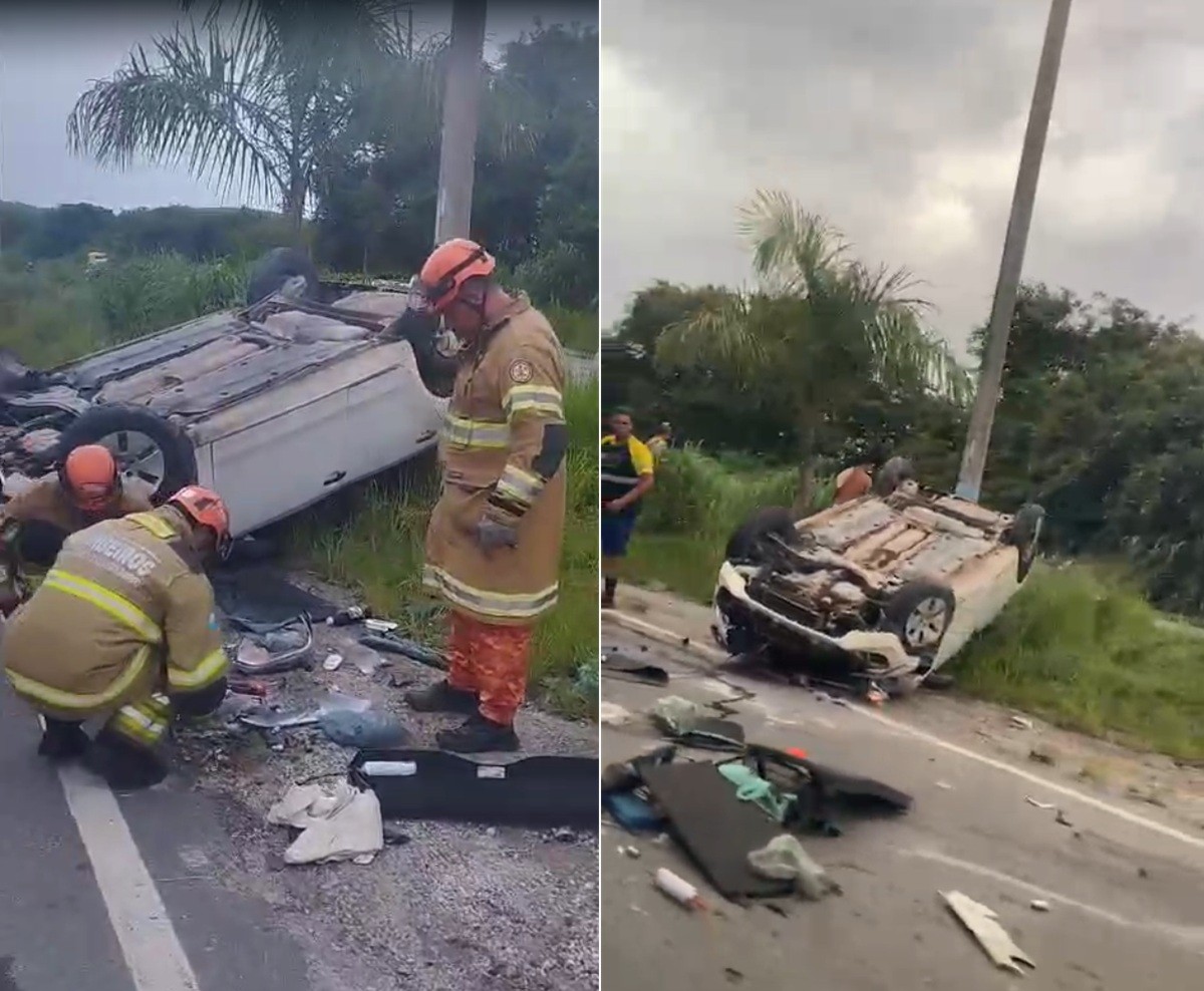 Carro desvia de buraco, capota na pista e acidente mata menina de 17 anos na RJ-106, entre Macaé e Rio das Ostras
