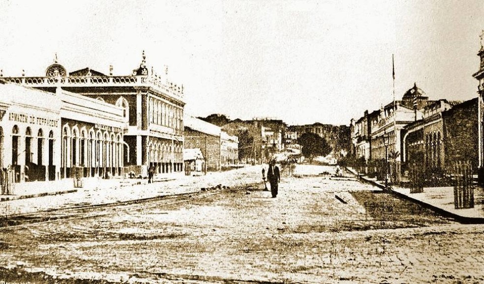 Avenida Eduardo Ribeiro em 1896 — Foto: Divulgação/SEC