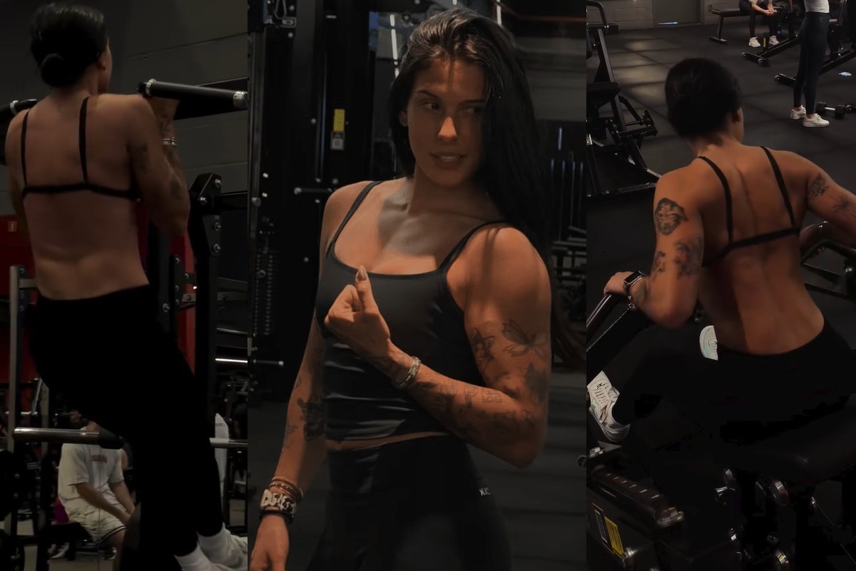 Ana Castela mostra treino pesado de costas e encara barra e remada com 20 kg