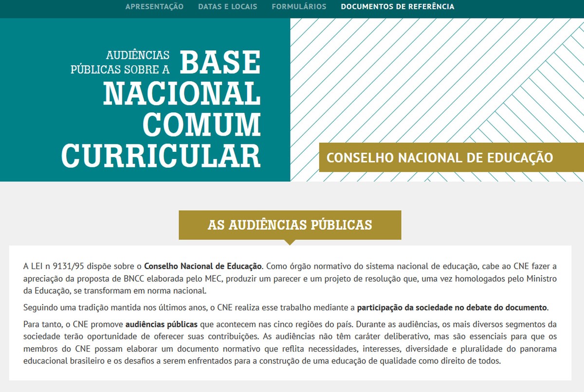 Audiências públicas sobre a Base Nacional Curricular começam no mês de ...