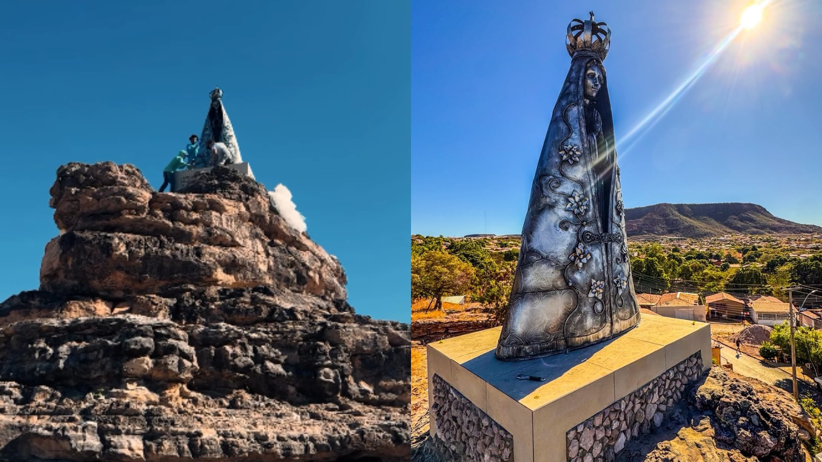 Escultura de Nossa Senhora Aparecida é inaugurada sobre formação rochosa no Sul do Piauí
