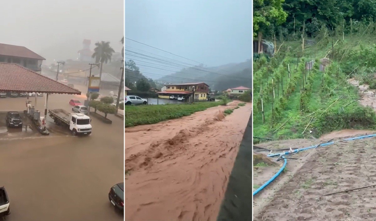Temporal provoca alagamentos e destrói lavouras em Teresópolis