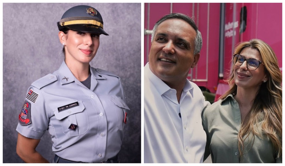 A policial militar Jéssica Cormick, do Avante, é vice-prefeita de São Bernardo e vai assumir a prefeitura após afastamento de Marcelo Lima (Podemos). — Foto: Montagem/g1/Reprodução/Instagram