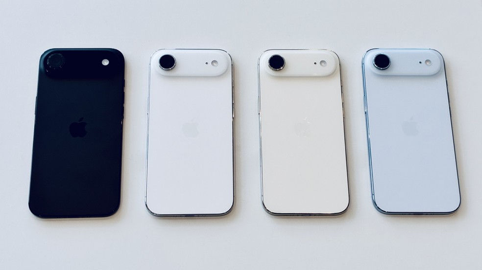 iPhone Air: preto, branco, dourado e azul são as cores disponíveis — Foto: Henrique Martin/g1