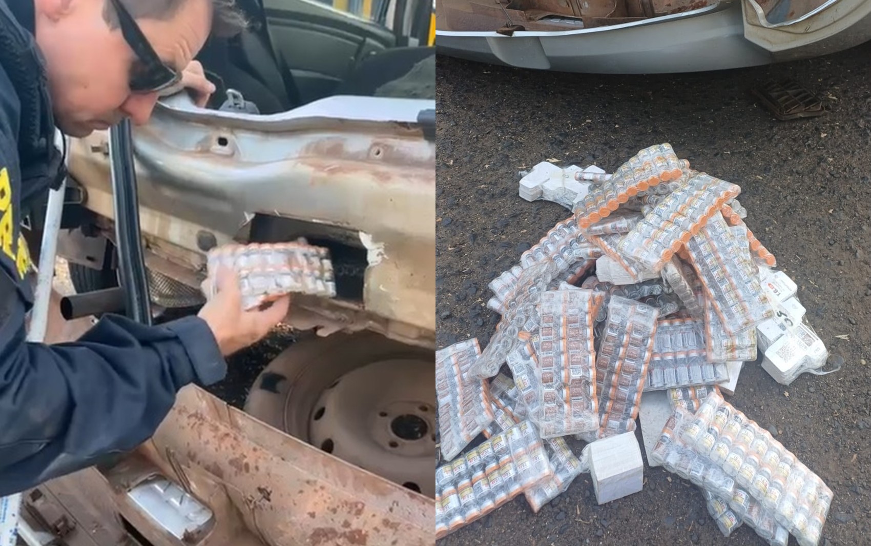 Canetas emagrecedoras: policiais encontram 2 mil ampolas dentro de para-choque de carro; vídeo