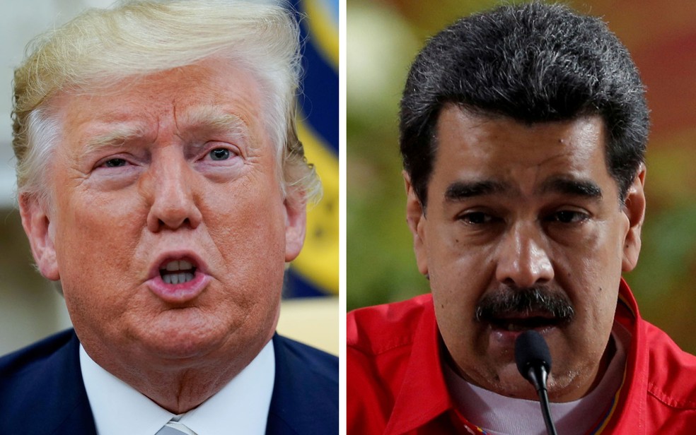 Donald Trump, presidente dos EUA, e Nicolás Maduro, presidente da Venezuela — Foto: Kevin Lamarque e Manaure Quintero/Reuters