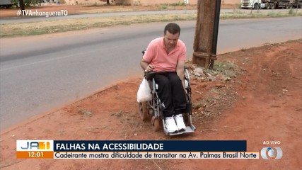 Cadeirante mostra dificuldade para transitar na Avenida Palmas Brasil Norte