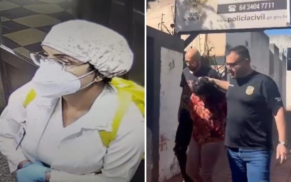 Mulher suspeita de sequestrar beb&ecirc; horas ap&oacute;s o nascimento &eacute; presa, em Itumbiara, Goi&aacute;s &mdash; Foto: Victoria Ellem/TV Anhanguera