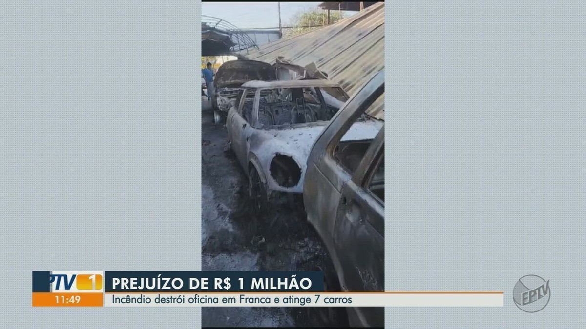 Un incendie d’atelier détruit 7 voitures, cause des dégâts d’un million de reais et blesse un homme à Franca, SP |  Ribeirao Preto et Franca