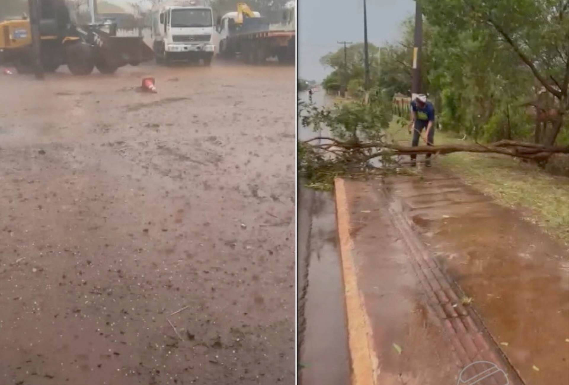 Temporal com ventos fortes e granizo provoca estragos em Antônio João; ciclone mantém alerta em MS