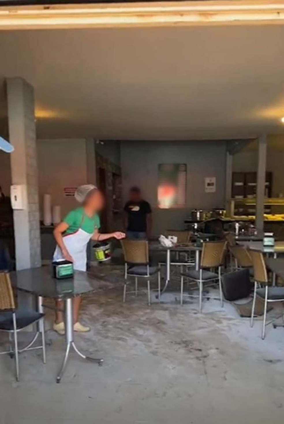 Restaurante de Palmas após a explosão — Foto: Reprodução/Andreia Motta/redes sociais