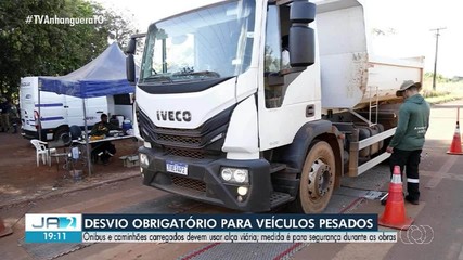 Obras tornam obrigatório desvio para veículos pesados entre Palmas e Taquaruçu